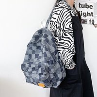 Retro Blue Checkerboard Backpack - Thumbnail 4
