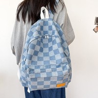 Retro Blue Checkerboard Backpack - Thumbnail 1