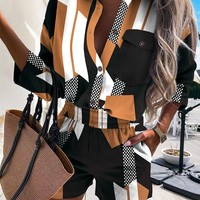 Casual Button Long Sleeve Shorts Set - Thumbnail 1