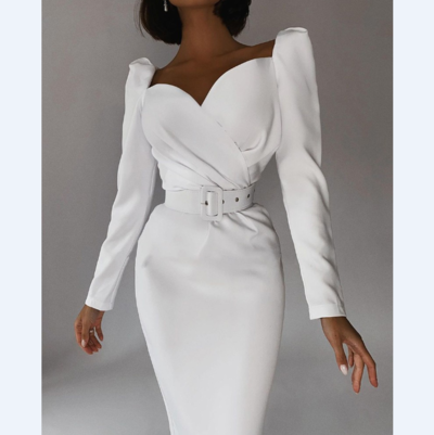 Retro Slim Temperament Puff Sleeve Dress