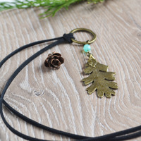 Oak Leaf Necklace, Autumn Necklace, Fall Jewelry, Leaf Necklace - Thumbnail 3