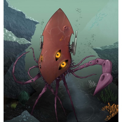 8.5" x 11" print - robot squid under water