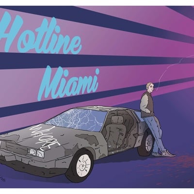 8.5" x 11" print - jacket & car (hotline miami)