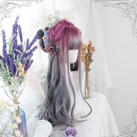 Purple Grey Mixed Long Cosplay Curly Wig - Thumbnail 1