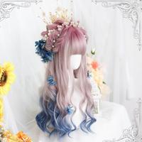 Pink Blue Mixed Long Cosplay Curly Wig - Thumbnail 1