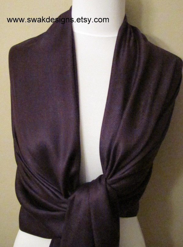 Dark Purple Pashmina Scarf Bridal Shawl Fashion Shawl - Eggplant or CHOOSE Your Color