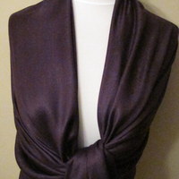 Dark Purple Pashmina Scarf Bridal Shawl Fashion Shawl - Eggplant or CHOOSE Your Color - Thumbnail 1