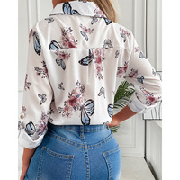 Butterfly Print Long-Sleeved Shirt Top - Thumbnail 2