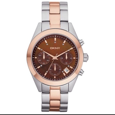 Description of dkny ladies nolita brown chronograph dial two tone stainless steel band watch [ny8515] 