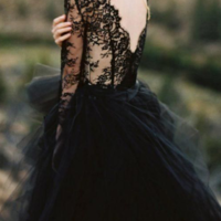 Beauty Long Sleeve Black Wedding Dresses,Lace Wedding Dresses - Thumbnail 2