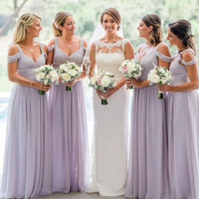 Lilac sweetheart sleeveless a-line long bridesmaid dresses - Thumbnail 3
