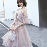 Pink tulle lace short prom dress homecoming dress - Thumbnail 3