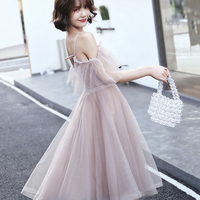 Pink tulle lace short prom dress homecoming dress - Thumbnail 5