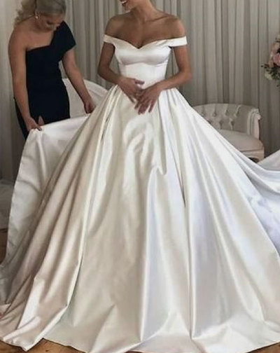 Off the Shoulder Wedding Dresses Bridal Gown GHU7