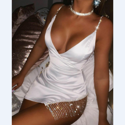 Diamond sling irregular sexy fashion sleeveless dress