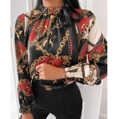 One-shoulder bat sleeve long-sleeved top - Thumbnail 4