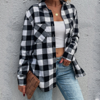 Women'S Plaid Cardigan Long Sleeve Casual Top Shirt - Thumbnail 1
