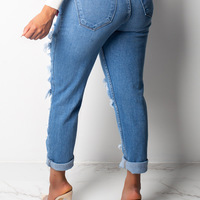 Casual Fashion Ripped Denim Trousers - Thumbnail 2