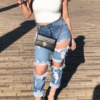 Casual Fashion Ripped Denim Trousers - Thumbnail 4