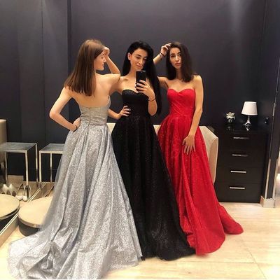 Ball Gown Sweetheart Sequins Long Prom Dresses,Formal Evening Dresses
