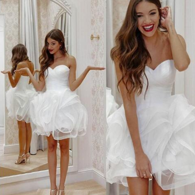 Sweetheart  a-line short wedding dress, tulle wedding dress - Thumbnail 4