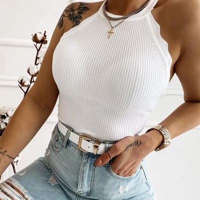 Solid color white vest shirt tops