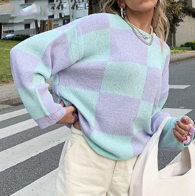 PASTEL GOTH CHECKERBOARD SWEATER