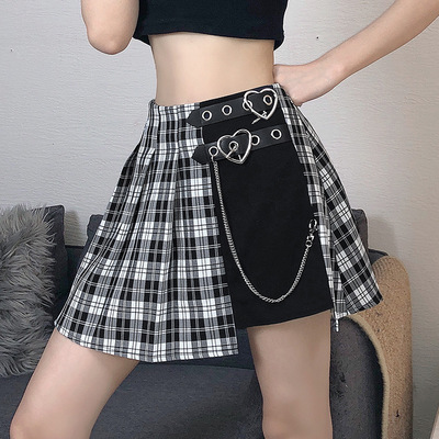 Heart Buckle Plaid Skirt
