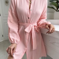 Fashion Solid Color Long Sleeve High Waist Dress - Thumbnail 1