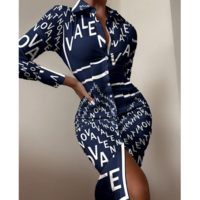 Women's Long Sleeve Temperament Fashion Print Dress - Thumbnail 3