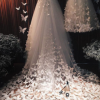 Mermaid Strapless Wedding Dresses with Butterfly - Thumbnail 1