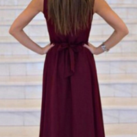 Long Prom Dresses,A-line V-neck Prom Dresses Online,Cheap Sweep Train Chiffon Formal Evening Dresses with Sashes,1070 - Thumbnail 2