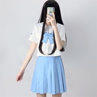 Blue Dolphin Japanese Student Sailor Uniform Seifuku Shirt Skirt Set - Thumbnail 4