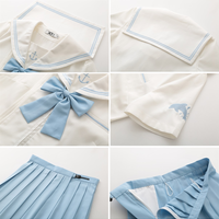Blue Dolphin Japanese Student Sailor Uniform Seifuku Shirt Skirt Set - Thumbnail 3