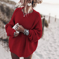 Women'S Knitted Solid Color Loose Sweater - Thumbnail 3