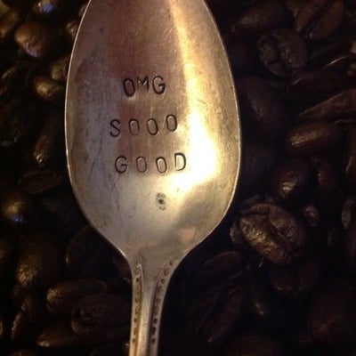 Omg sooooo good hand stamped spoon