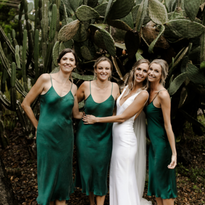 Sheath hunter green silk satin short bridesmaid dress - Thumbnail 2