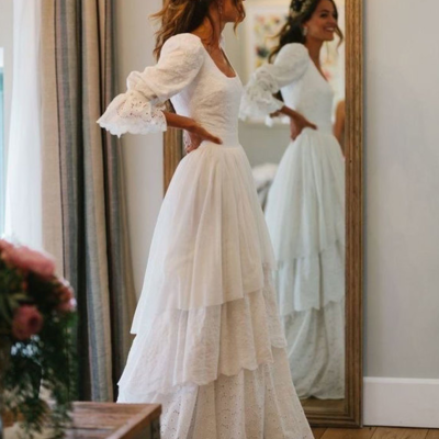 Amazing square wedding dresses with sleeves - Thumbnail 3