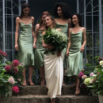 Spaghetti straps tea length bridesmaid dresses  - Thumbnail 2