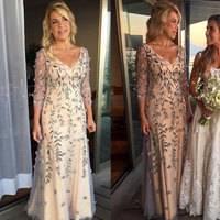 V Neck Mother of the Bride Dresses,Half Sleeve Prom Dresses,Sequin Mother of Bride Dresses,1072 - Thumbnail 2