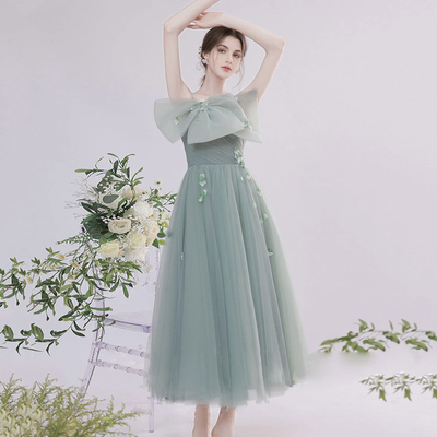 Cute tulle short prom dress green evening dress - Thumbnail 3