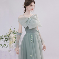 Cute tulle short prom dress green evening dress - Thumbnail 1
