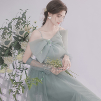 Cute tulle short prom dress green evening dress - Thumbnail 2