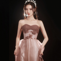 Cute tulle long A line prom dress evening dress - Thumbnail 3