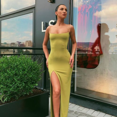 Simple long prom dress with side slit party dresses - Thumbnail 4