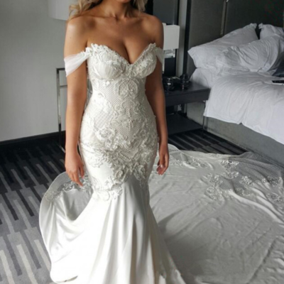 Sweetheart mermaid lace appliques wedding dress bridal dress - Thumbnail 3