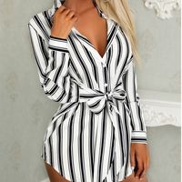 Loose Fashion Striped Long Sleeve Dress - Thumbnail 2