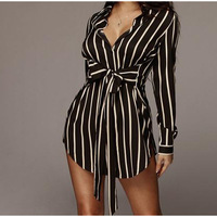 Loose Fashion Striped Long Sleeve Dress - Thumbnail 3