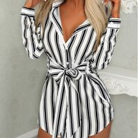 Loose Fashion Striped Long Sleeve Dress - Thumbnail 4