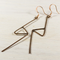 Handmade Copper Zigzag Earrings - Thumbnail 1